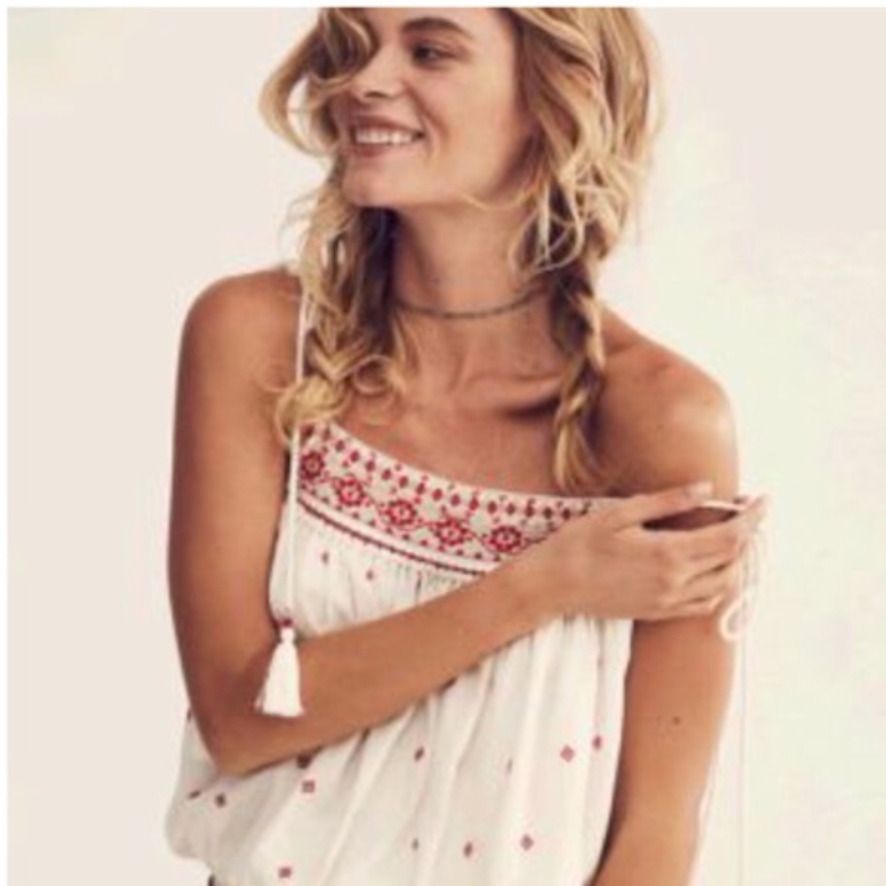 Free People Embroidered Crop Tank Ties